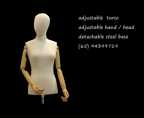 Torso wood base mannequin beige color adjustabletorso