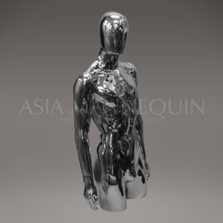 MCHH001 Chrome Silver Male Mannequin 3/4 Body