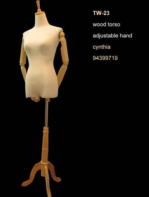 Torso wood base mannequin beige color TW-23